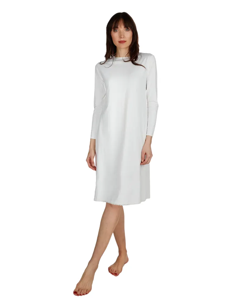 Me Moi White Bonded Long Sleeve Shell Dress 38"