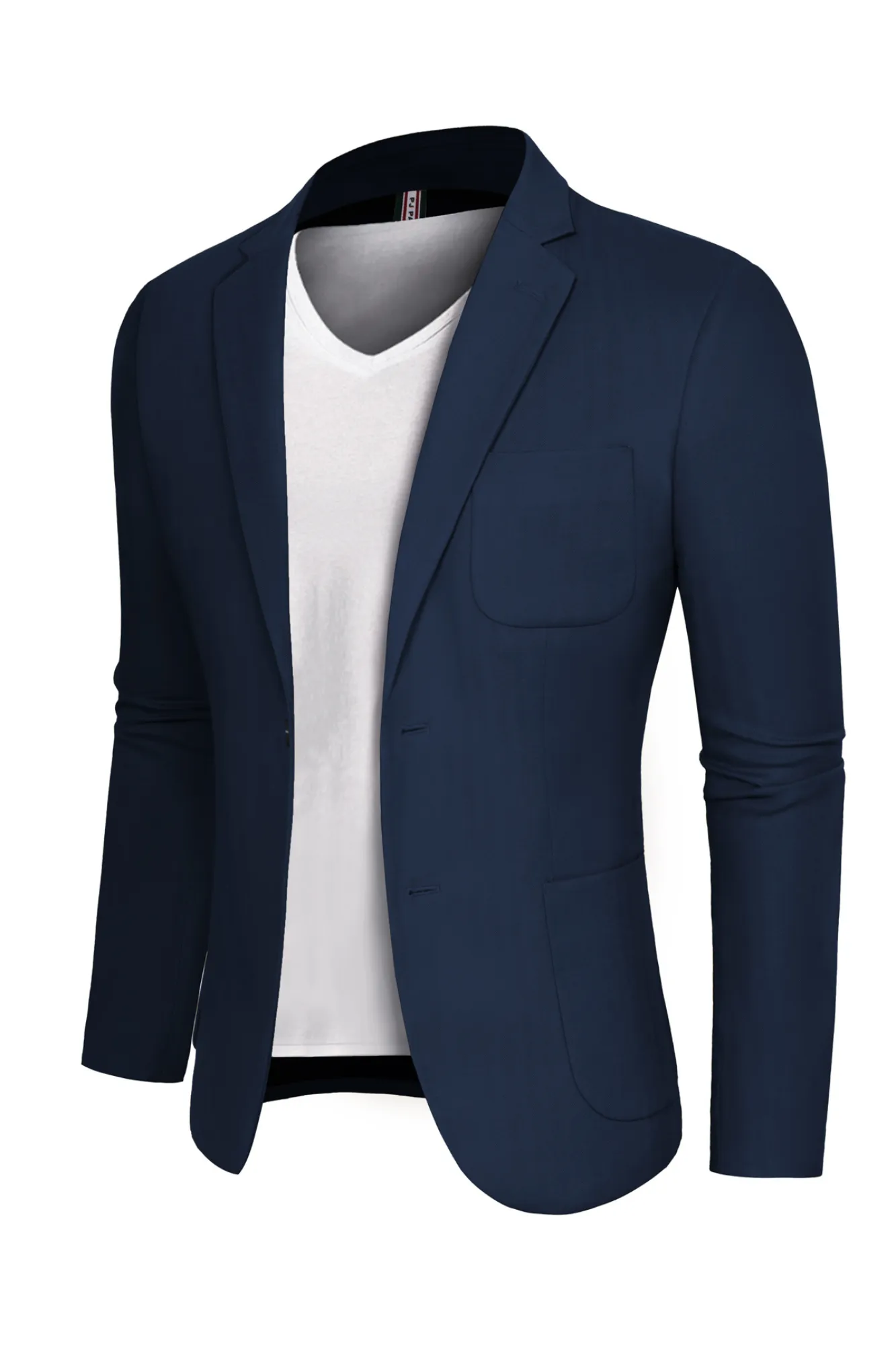 Men Back Slit Blazer Coat Casual Two-Button Notch Lapel V-Neck Suit Coat