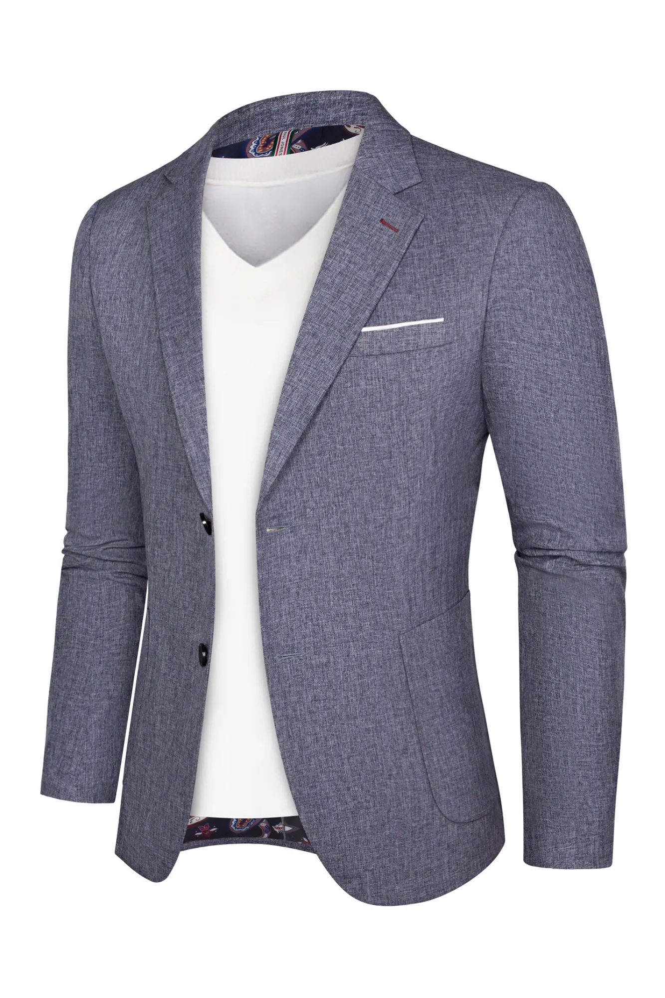 Men Basic Blazer Coat Casual Notch Lapel Two-Button Suit Coat