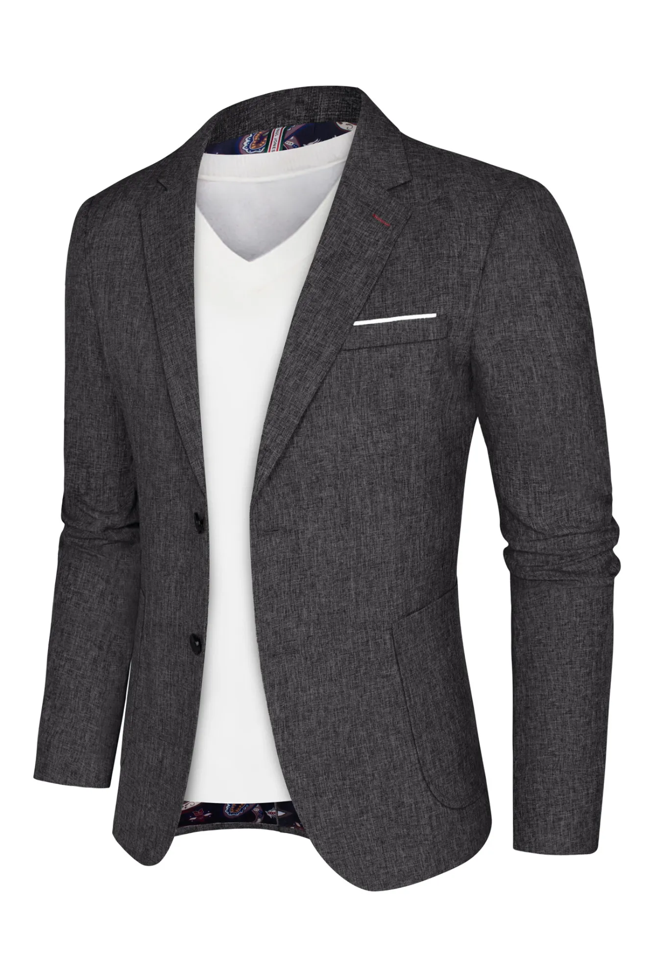 Men Basic Blazer Coat Casual Notch Lapel Two-Button Suit Coat