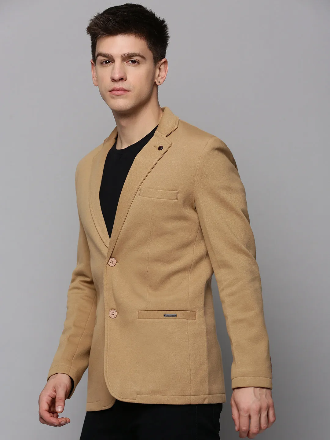 Men Beige Solid Blazer