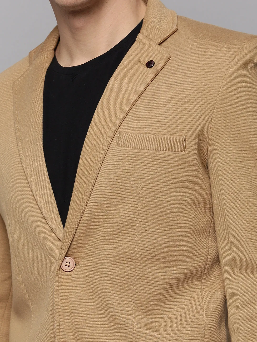 Men Beige Solid Blazer