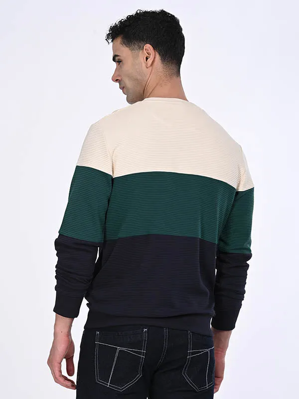 Men Full Sleeve Color Block Crew Neck Sweatshirt