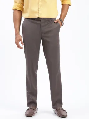 Men Solid Brown Formal Trousers