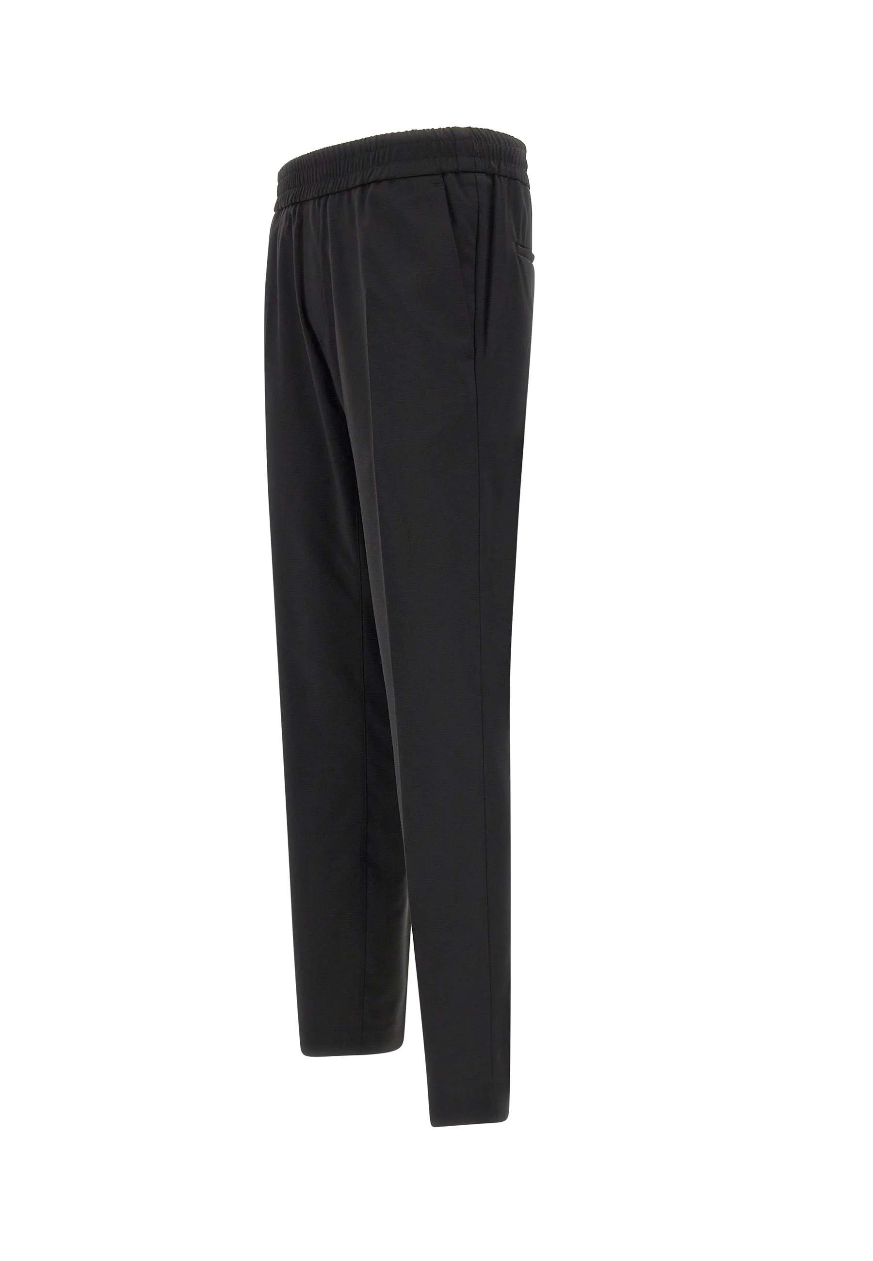 Men's Black Wool Blend Trousers