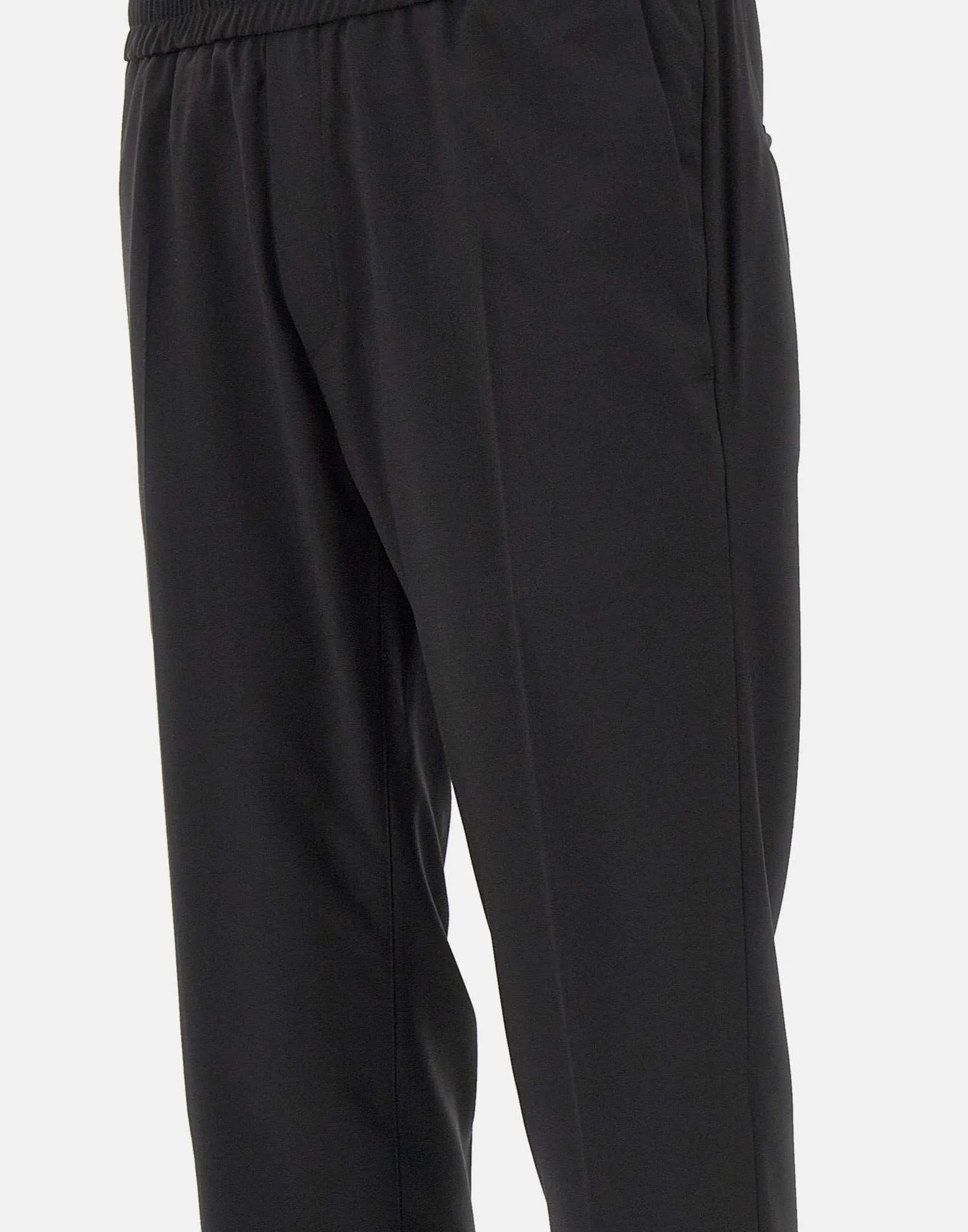 Men's Black Wool Blend Trousers