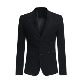 Mens Casual 2 Buttons Autumn Blazer Slim Fit Sport Coat Black