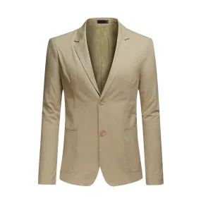 Mens Casual 2 Buttons Slim Fit Jacket Sport Coat Light Khaki