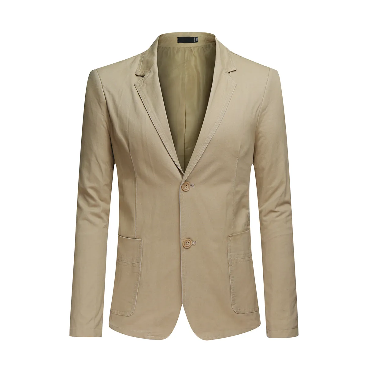 Mens Casual 2 Buttons Slim Fit Jacket Sport Coat Light Khaki