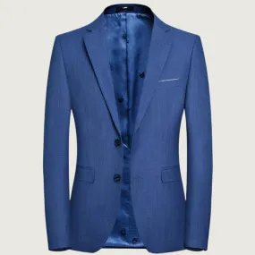 Men’s Casual Slim Fit Blue Suit – Modern Single-Breasted Blazer