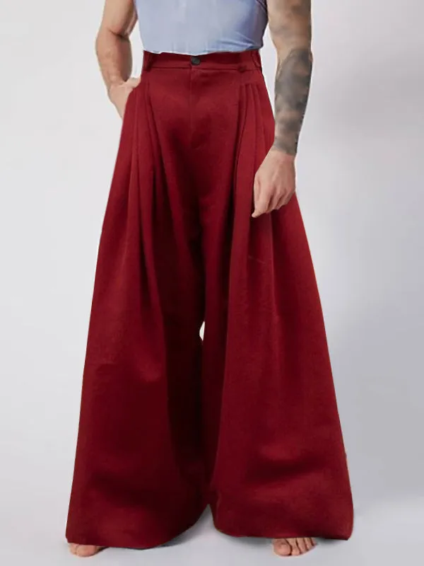 Mens Pleated High Waisted Wide-leg Pants SKUI71146