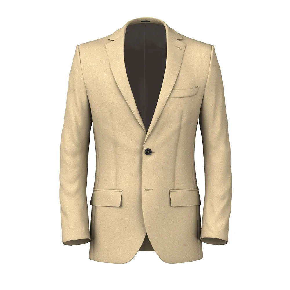 Men's Solid Long Sleeve Blazer,Beige