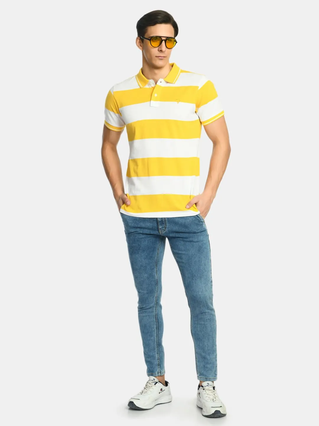 Men's Striped Casual Wear Polo T-Shirt