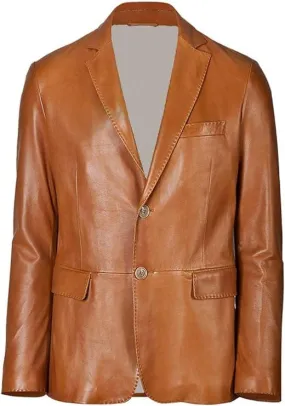 Men's TWO BUTTON Leather Blazer TB007