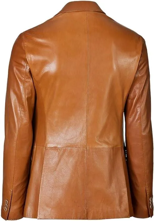 Men's TWO BUTTON Leather Blazer TB007