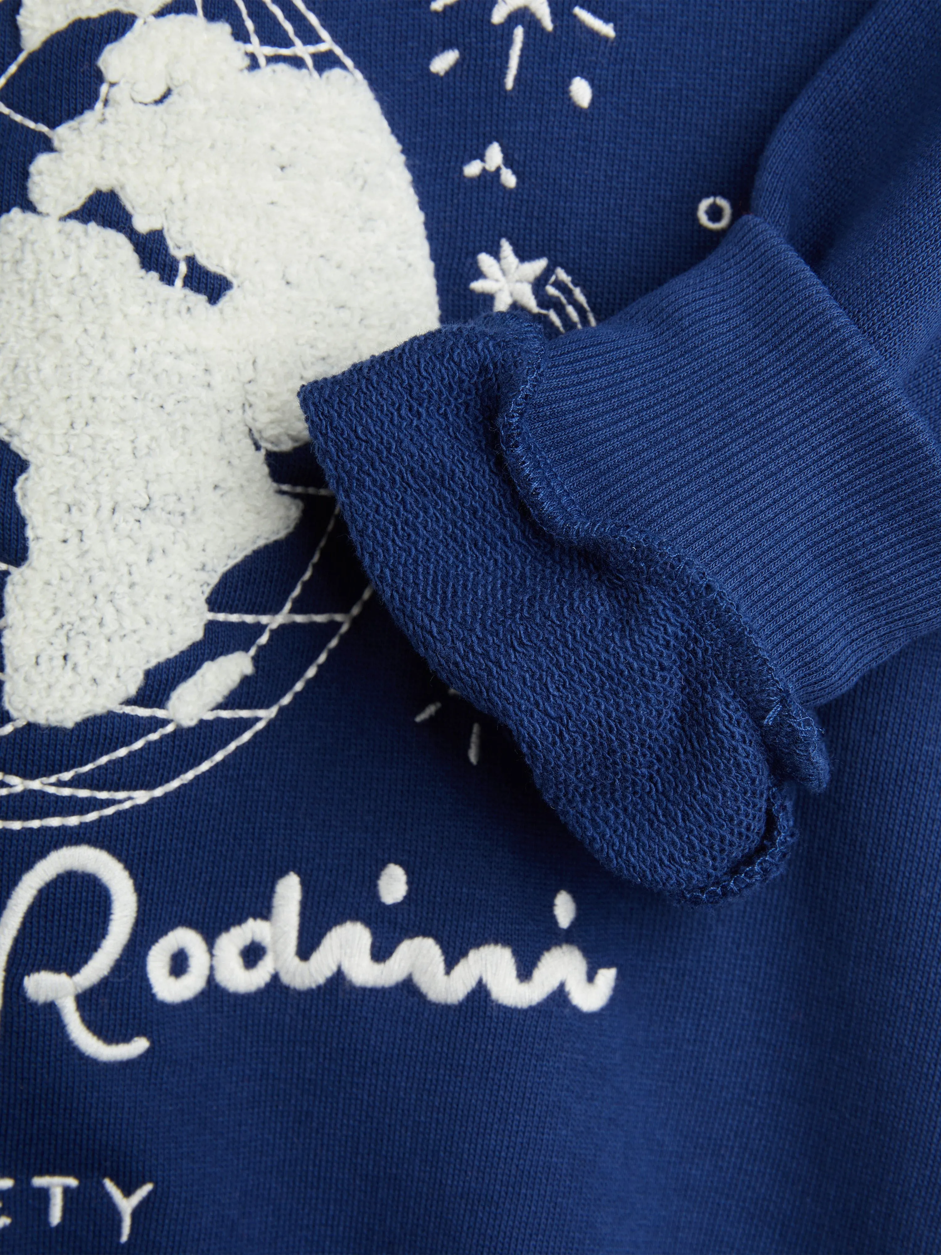 Mini Rodini Kids Society Embroidered Collar Sweatshirt in Blue