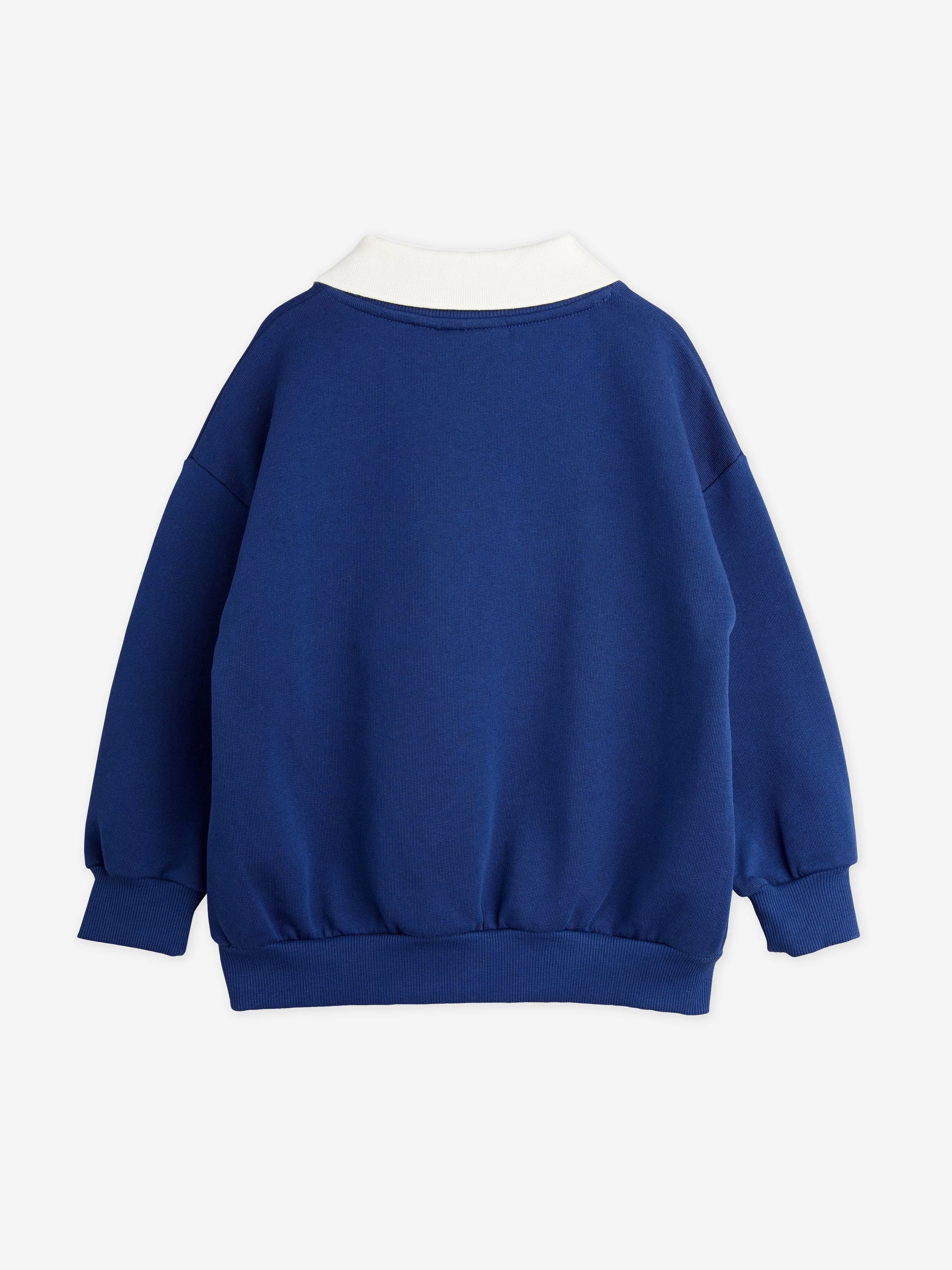 Mini Rodini Kids Society Embroidered Collar Sweatshirt in Blue