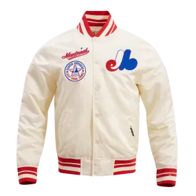 MLB MONTREAL EXPOS RETRO CLASSIC MEN'S RIB SATIN JACKET (EGGSHELL/ RED)