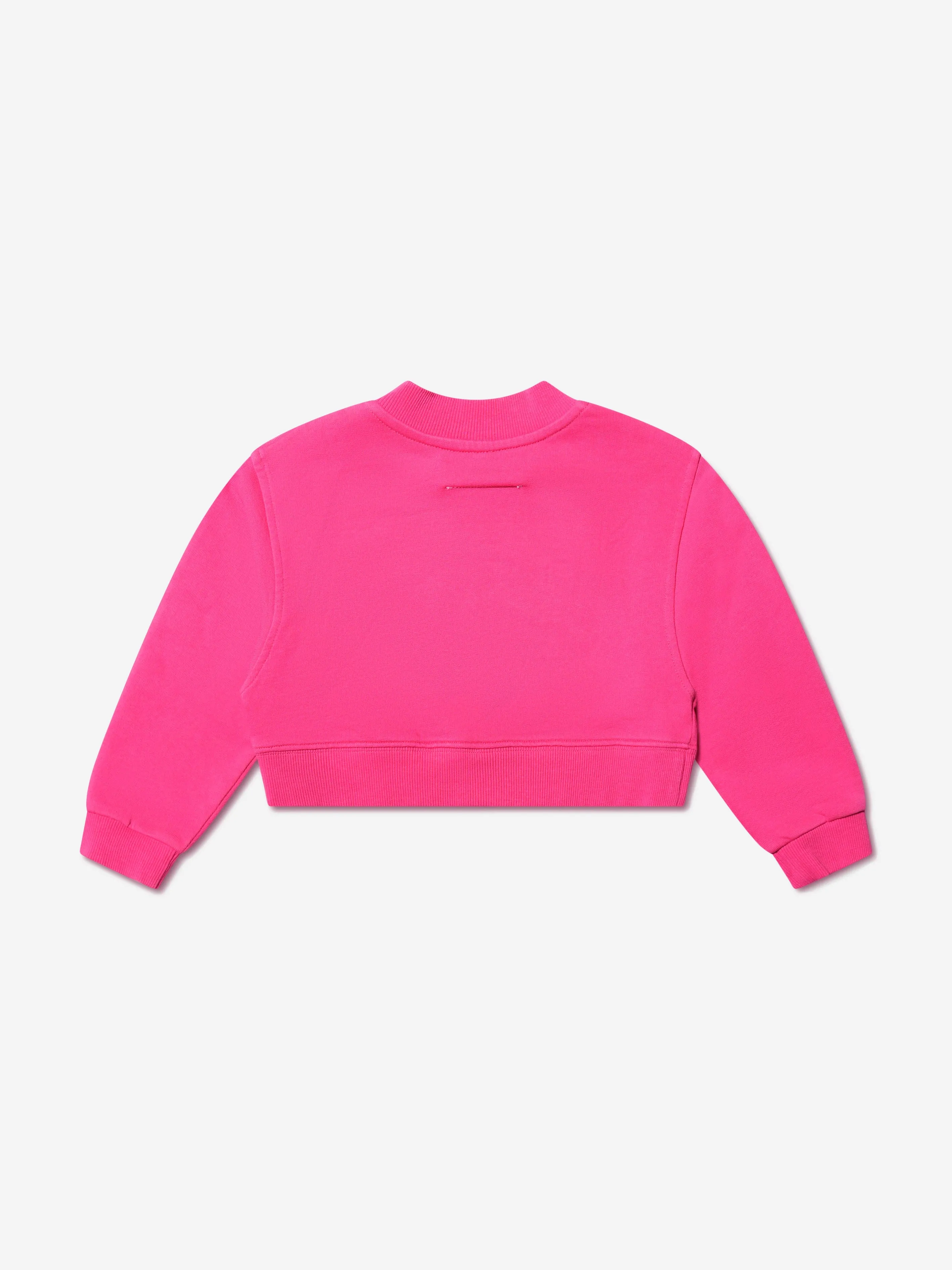 MM6 Maison Margiela Girls Cropped Logo Sweatshirt In Pink