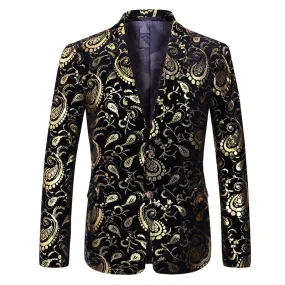 Modern Fit Glitter Paisley Gold Blazer