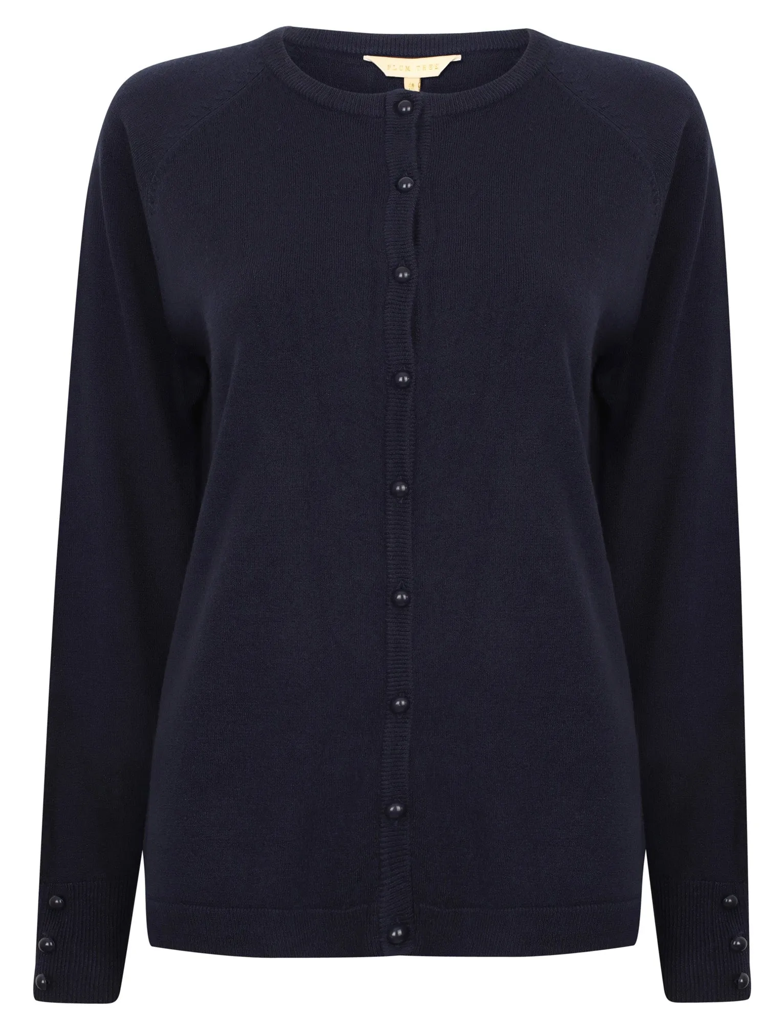 Mondrian Crew Neck Knitted Cardigan In Dark Navy - Plum Tree