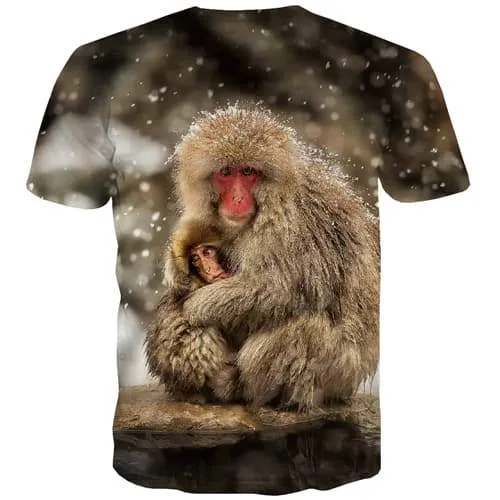 Monkey T-shirt Men Animal Tshirts Casual Snow T-shirts Graphic Funny Tshirt Anime Harajuku Tshirts Cool Short Sleeve summer Men