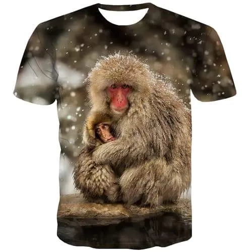 Monkey T-shirt Men Animal Tshirts Casual Snow T-shirts Graphic Funny Tshirt Anime Harajuku Tshirts Cool Short Sleeve summer Men