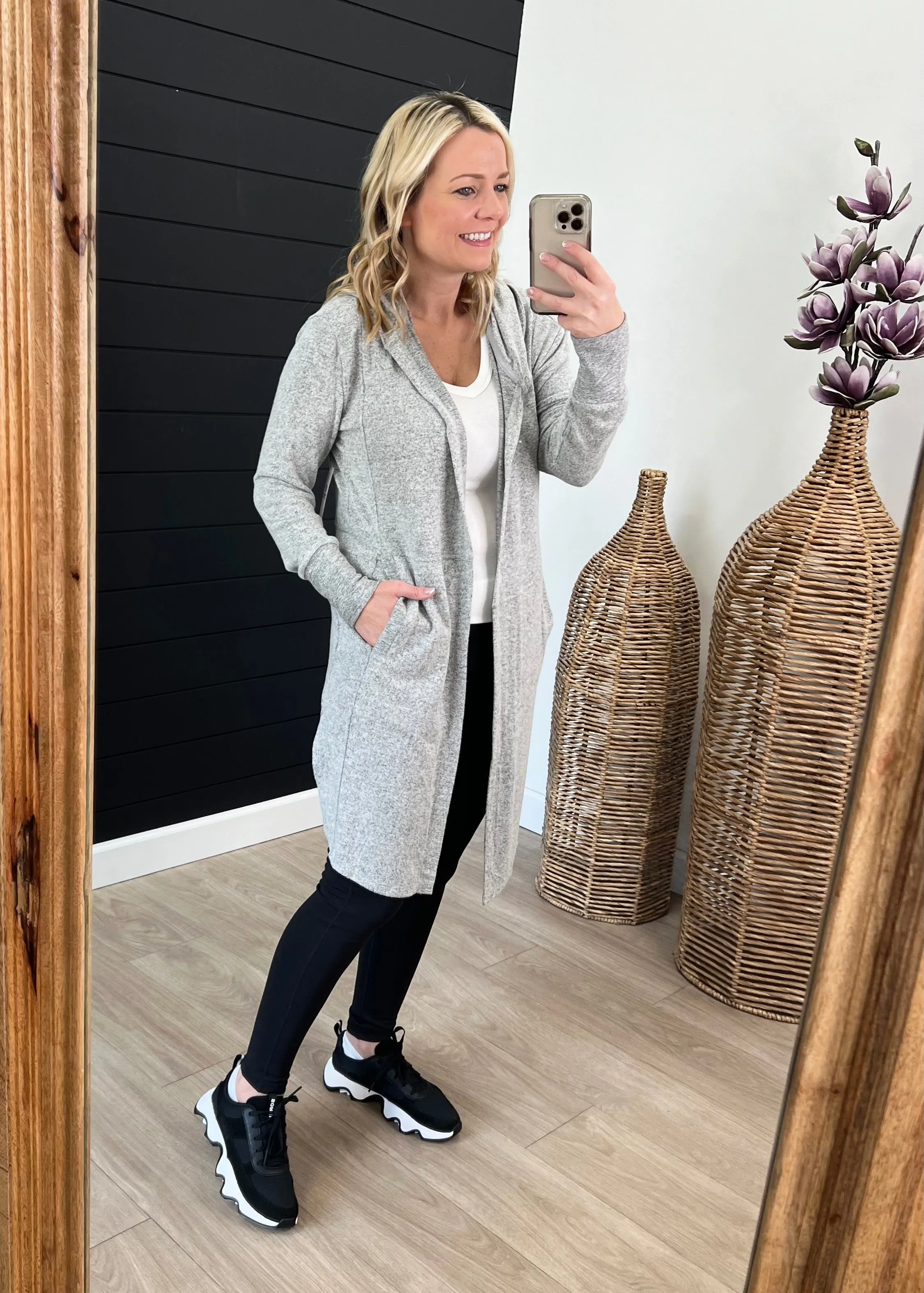 Mono B Two Tone Gray Super Soft Lightweight Cardigan