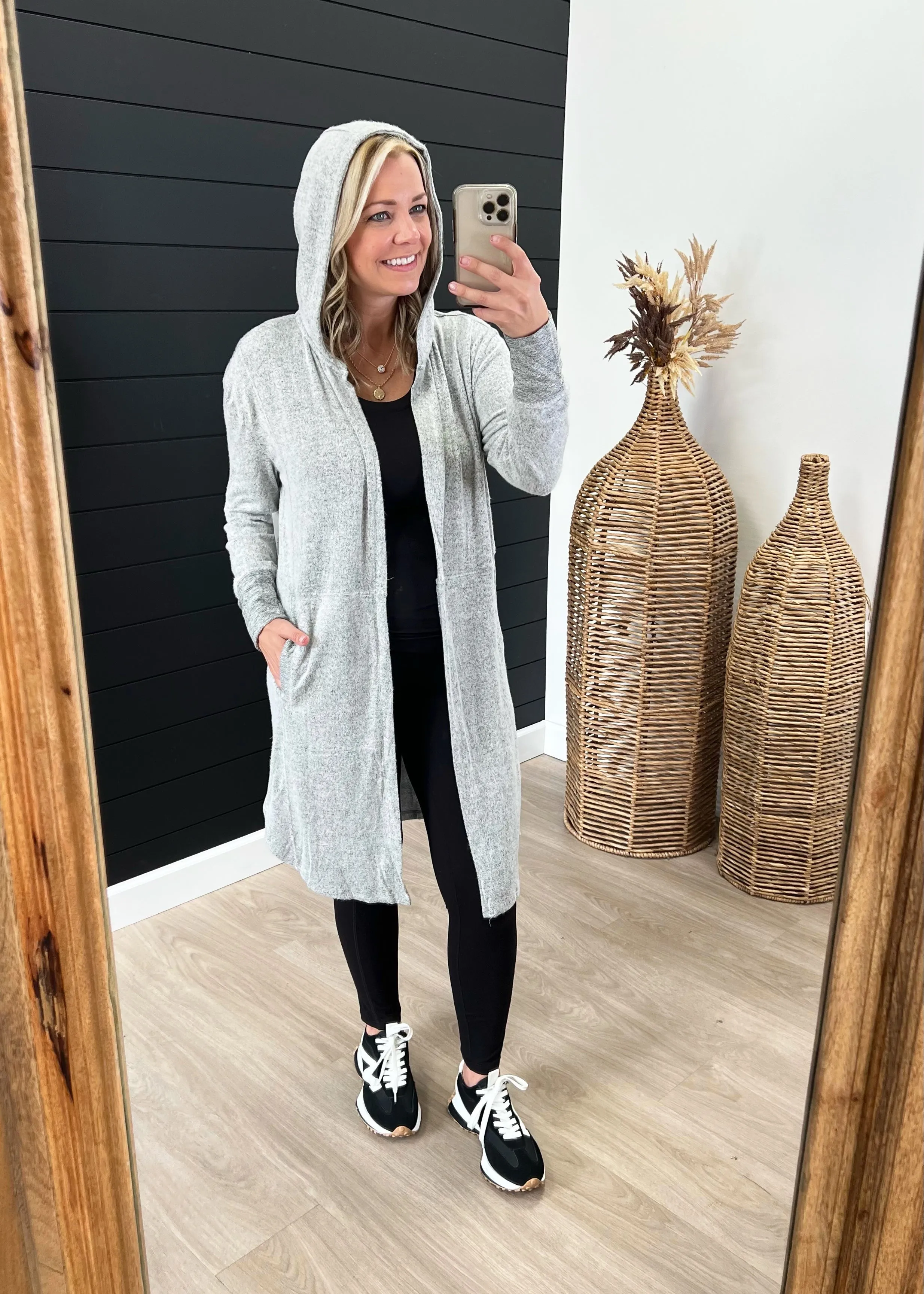 Mono B Two Tone Gray Super Soft Lightweight Cardigan