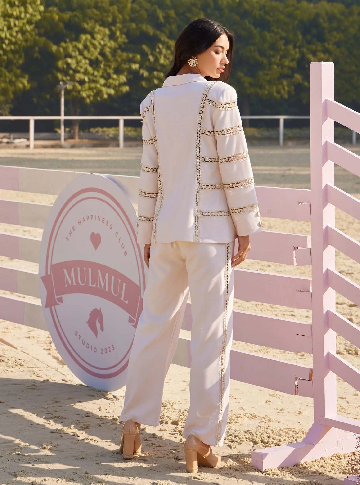 Mulmul Spacer Attica Cream Blazer with Mulmul Spacer Attica Cream Pant