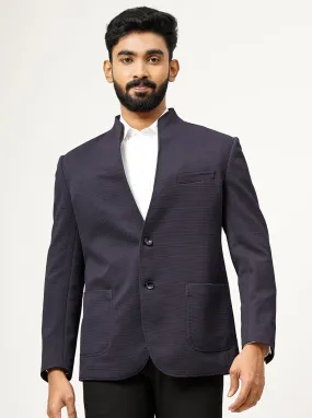 Navy Blue Solid Slim Fit Blazer | JB Studio