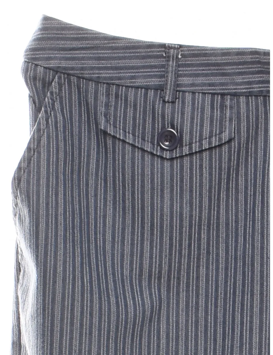 Navy Striped Cropped Trousers - W34 L23