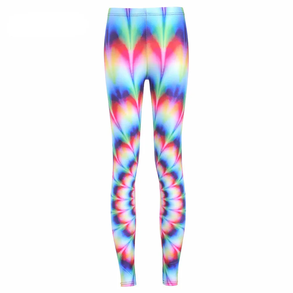 Neon Nation Rainbow Gradient 3D Tie Dye Print Leggings Pants