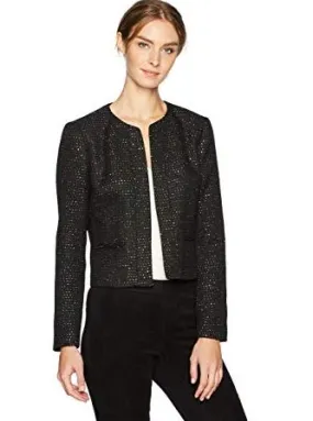 Nine West Womens Black Sequin Open Front Blazer, Size 2