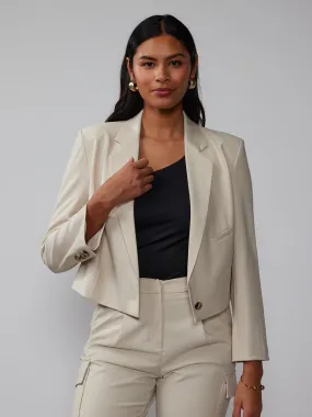 Oatmeal Heather Cropped Blazer