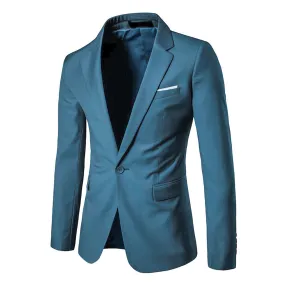 Ocean Blue Slim Fit Business Casual Blazer