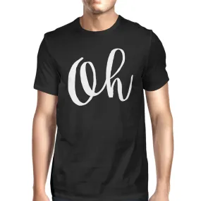 Oh Men's Black Shirts Funny Short Sleeve Typographic T-shirt