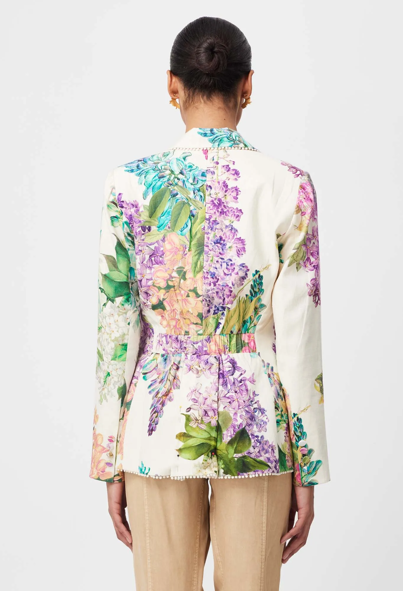 ONCE WAS BAHIA STRETCH LINEN VISCOSE BLAZER IN WISTERIA ALBA