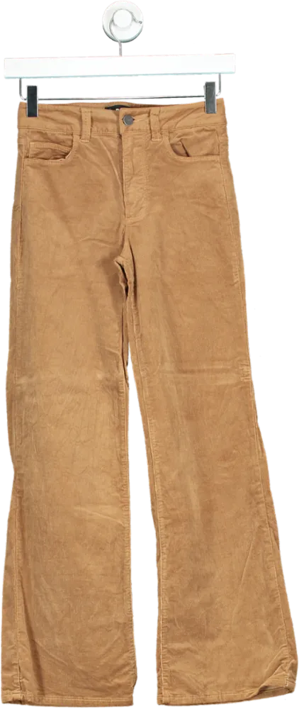 PAIGE Brown Corduroy Flared Trousers UK W23