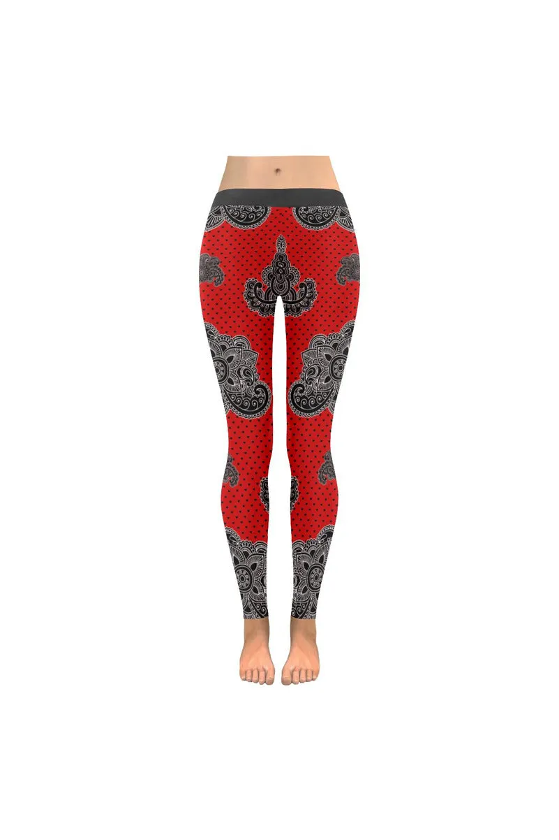 Paisley Hearts Low Rise Leggings (Invisible Stitch)