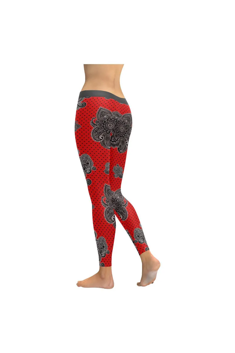 Paisley Hearts Low Rise Leggings (Invisible Stitch)