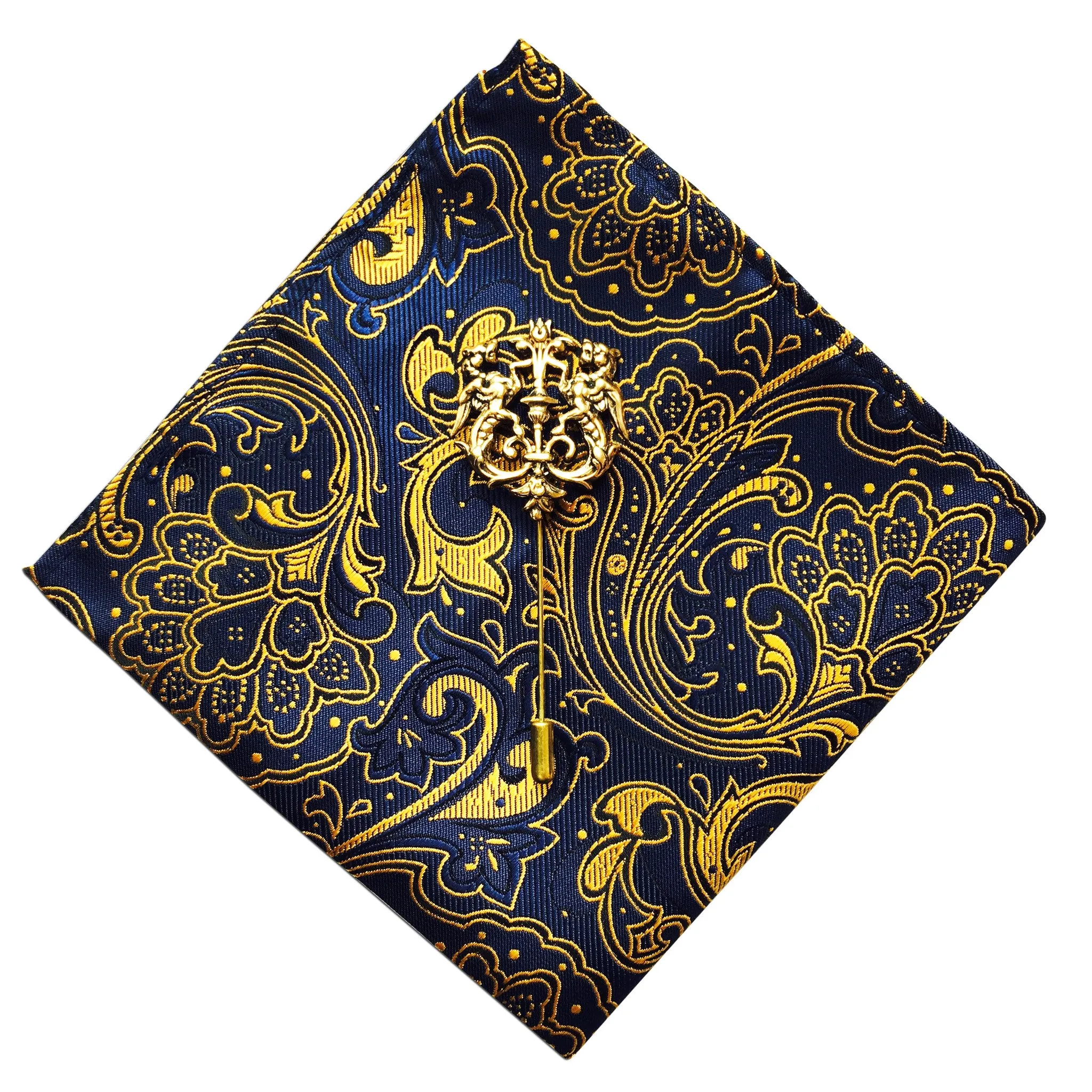 Paisley Pocket Square   Crest Lapel Pin