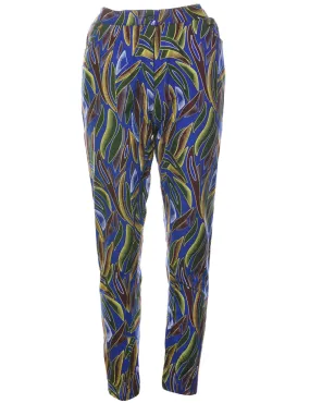 Patterned Multi-Colour Tapered Trousers - W28 L28