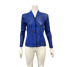 Peck and Peck Womens Striped Zip Up Blazer, Size 8