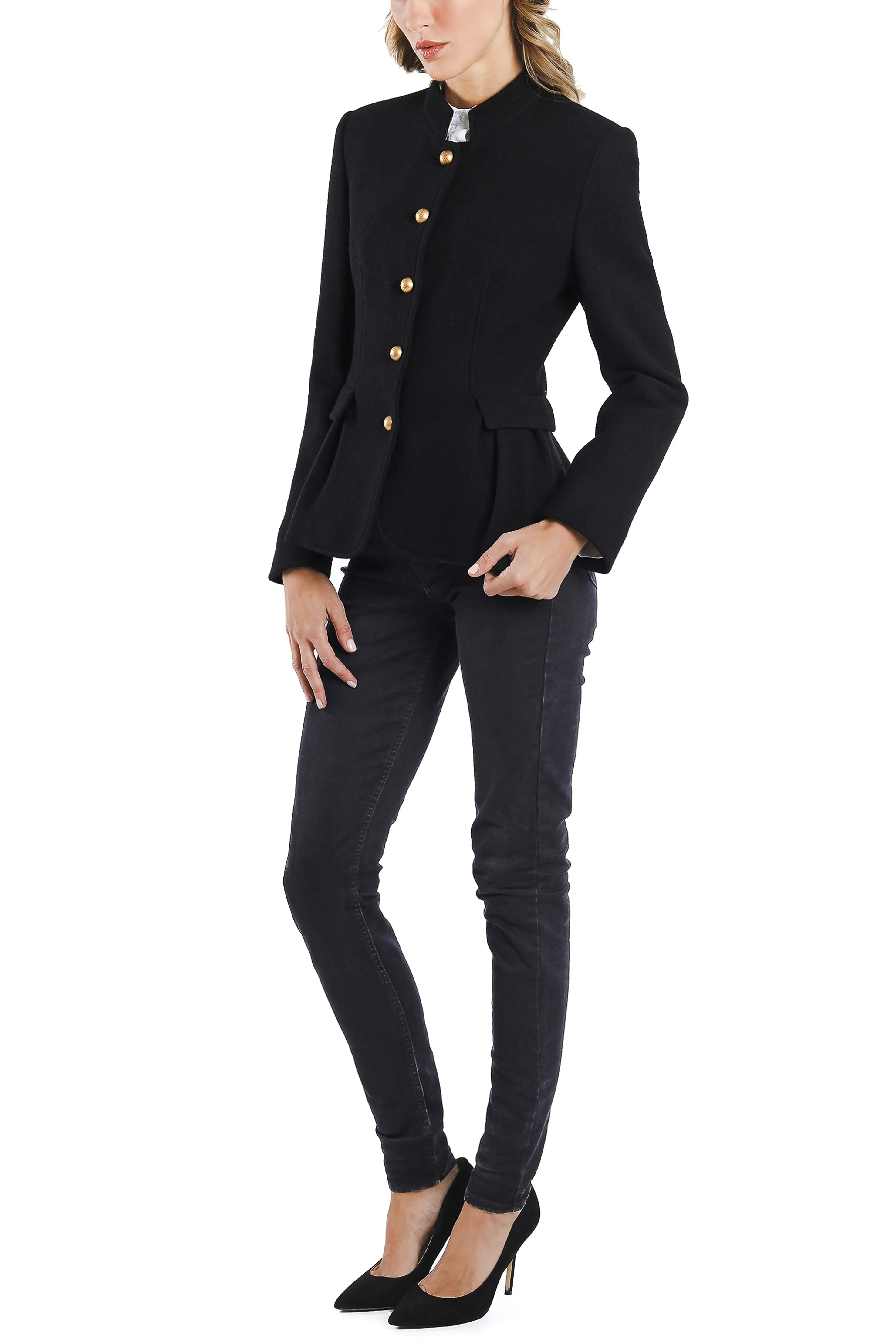 Peplum blazer from authentic Austrian wool broadcloth in black