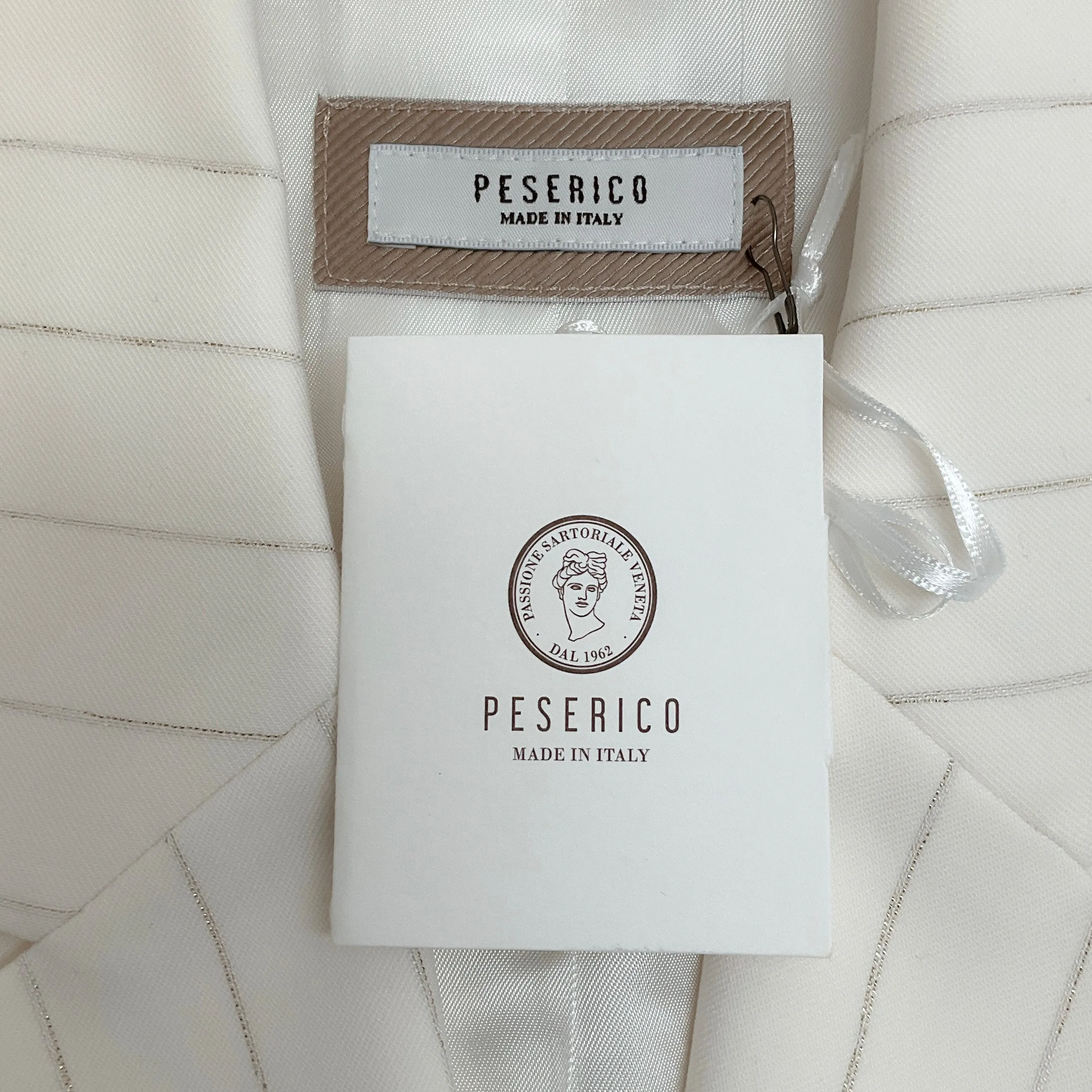 Peserico Cream / Silver Striped Double Breasted Blazer