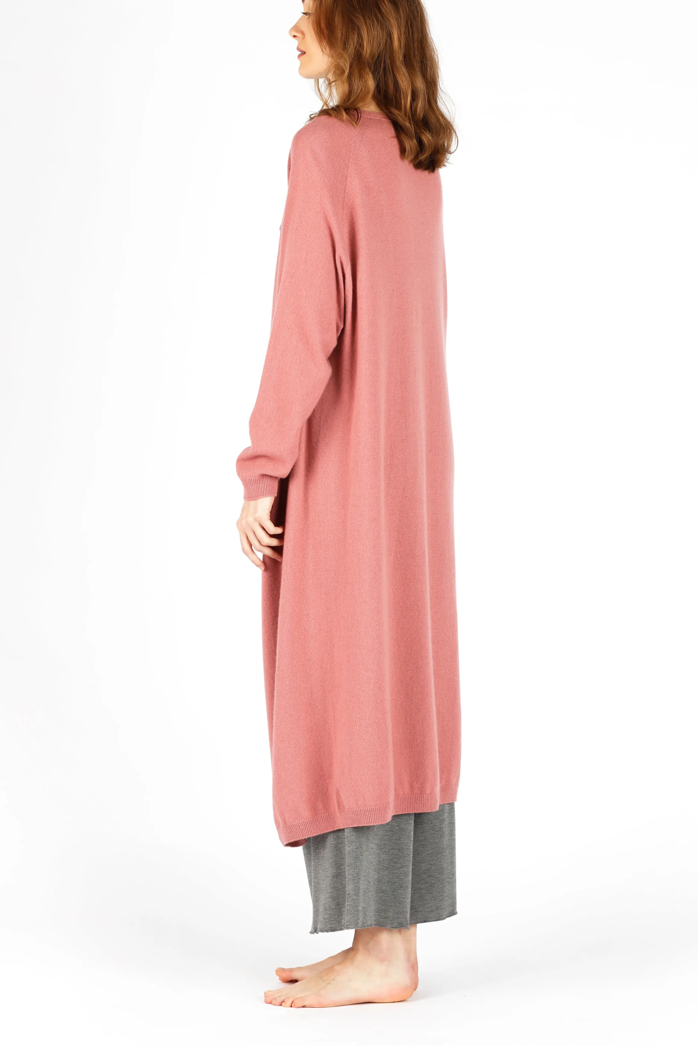 Pink Cashmere Long Cardigan