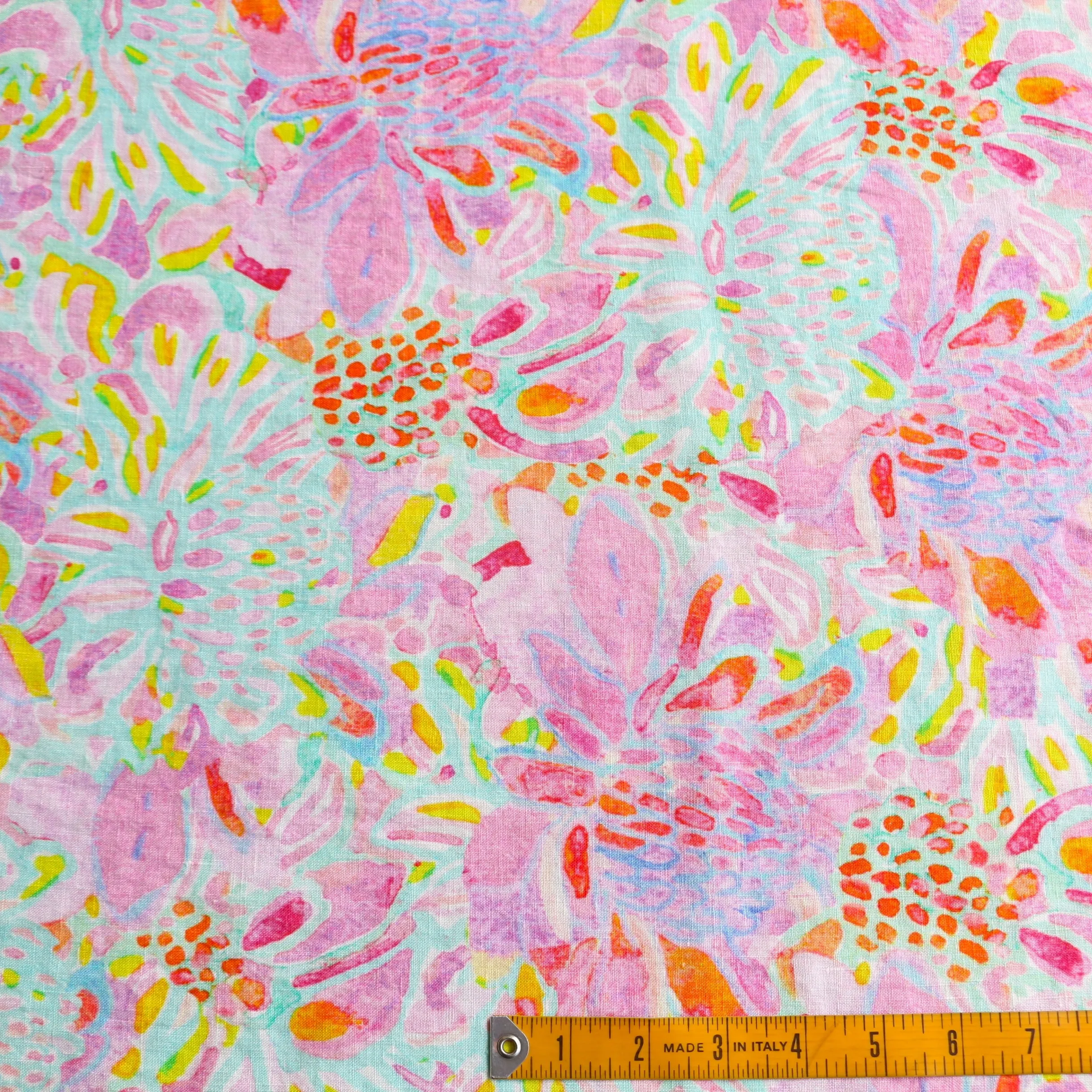 Pink Waratah Printed Washed Linen