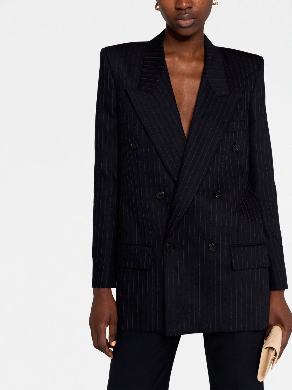 Pinstripe double-breasted blazer