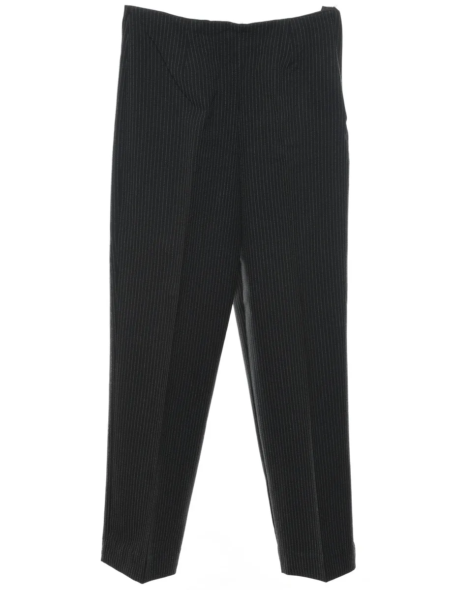 Pinstriped Black Classic Trousers - W28 L29